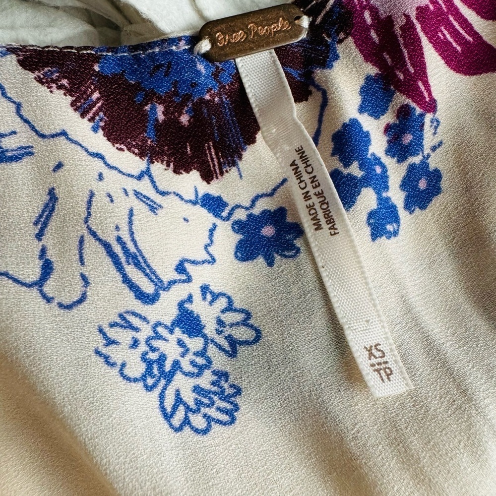 Free People Purple Haze Cream Combo Floral Tunic Top/Mini Dress - Picture 10 of 13